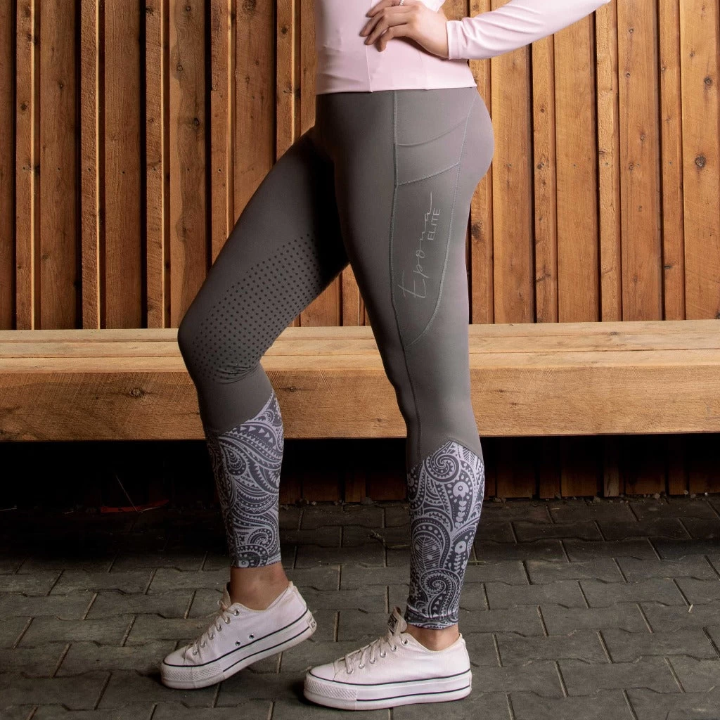 Epona Elite FLEUR Riding Tights GREY PAISLEY 4 Epona Elite FLEUR Riding Tights GREY PAISLEY - Image 4