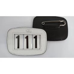 Hamag Leather Saddle Number Holder Pair Of 2 WHITE 4 NUMBER