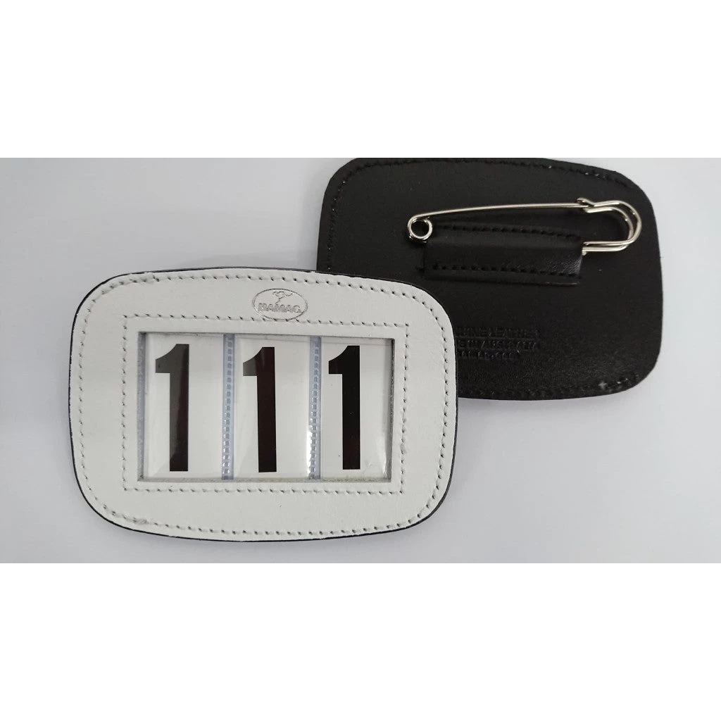 Hamag Leather Saddle Number Holder Pair Of 2 WHITE 4 NUMBER 1 Hamag Leather Saddle Number Holder Pair Of 2 WHITE 4 NUMBER