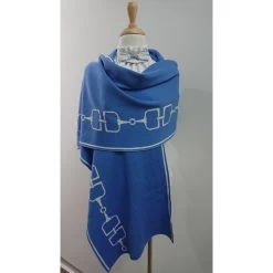 Scarf /Wrap Epona Bit Print Knit -Equestrian Clothing Shop Blue Scarf