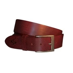 Curved Handmade Leather Wide Belt -Equestrian Clothing Shop EMB Belt Wide Red 1