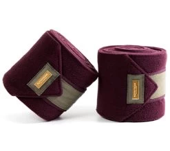 Equestrian Stockholm Fleece Bandages Set Of 4 MERLOT CRYSTAL GOLD