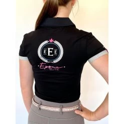 Epona Elite Grace Ladies Polo Shirt BLACK -Equestrian Clothing Shop Epona polo shirt black1