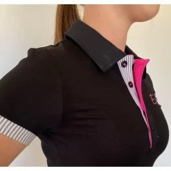Epona Elite Grace Ladies Polo Shirt BLACK -Equestrian Clothing Shop Epona polo shirt black3