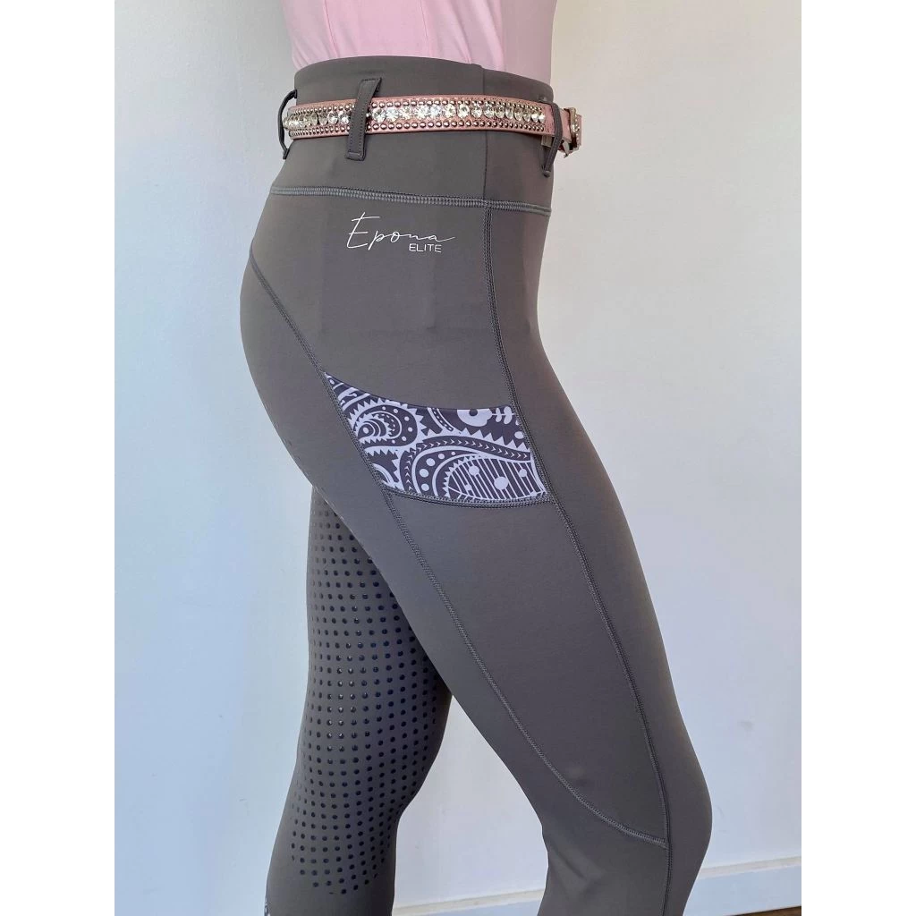 Epona Elite FLEUR Riding Tights GREY PAISLEY 5 Epona Elite FLEUR Riding Tights GREY PAISLEY - Image 5
