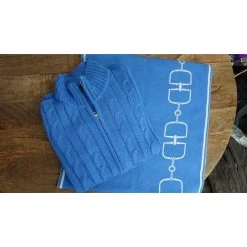Scarf /Wrap Epona Bit Print Knit -Equestrian Clothing Shop Isabell Blue and Scarf