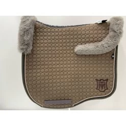 Mattes Dressage Saddle Pad Eurofit Taupe With Taupe Sheepskin Front And Rear