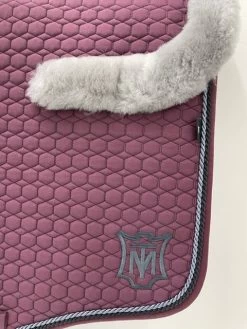 Mattes Eurofit Dressage Saddle Pad Blackberry With Grey Sheepskin And Black And Silver Piping And Logo -Equestrian Clothing Shop MATTES BORDEAUX