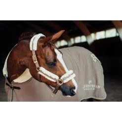 Equestrian Stockholm Fur Lined Halter And Lead Champagne