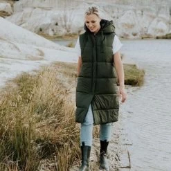 Moke Kyri Reversible Long Puffer Vest -Equestrian Clothing Shop Moke kyri greenres
