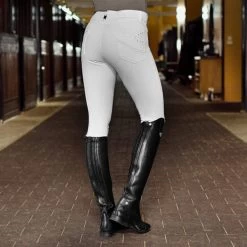 B Vertigo Olivia Silicone Full Seat Breeches WHITE -Equestrian Clothing Shop Oliva white breeches7