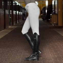 B Vertigo Olivia Silicone Full Seat Breeches WHITE -Equestrian Clothing Shop Oliva white breeches9