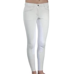 B Vertigo Olivia Silicone Full Seat Breeches WHITE -Equestrian Clothing Shop Oliviawh1