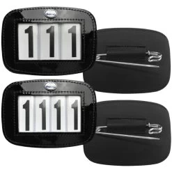 Hamag Patent Leather Bridle Number Holder Pair Of 2 BLACK 3 NUMBER