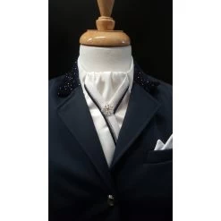 Rachael Pre-tied Stock White/Navy/Silver
