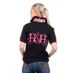 Hitchley And Harrow Loose Fit Polo Shirt BLACK-PINK 6 Hitchley And Harrow Loose Fit Polo Shirt BLACK-PINK -Equestrian Clothing Shop black pink polo2