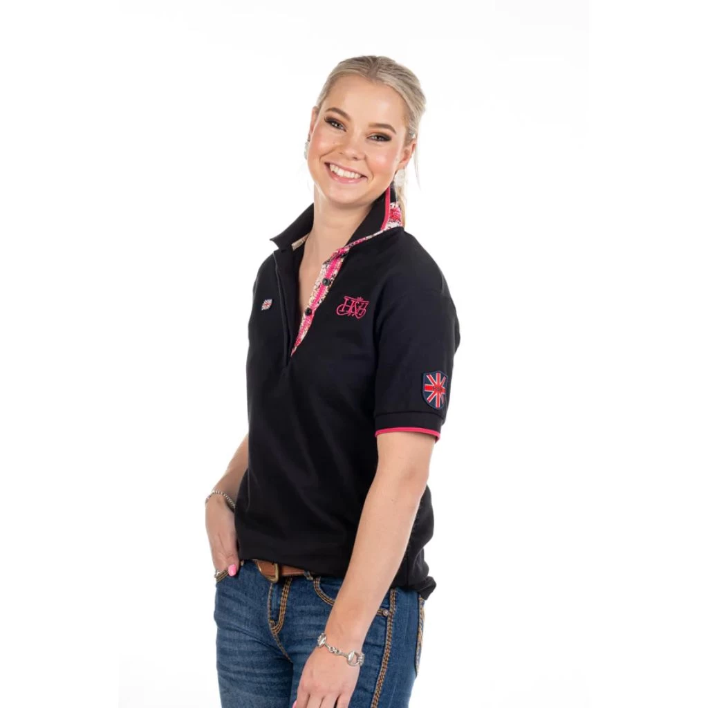 Hitchley And Harrow Loose Fit Polo Shirt BLACK-PINK 4 Hitchley And Harrow Loose Fit Polo Shirt BLACK-PINK - Image 4