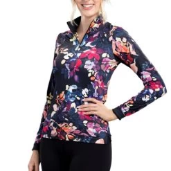 Kastel Denmark Long Sleeve BLACK Watercolour Floral Sunshirt