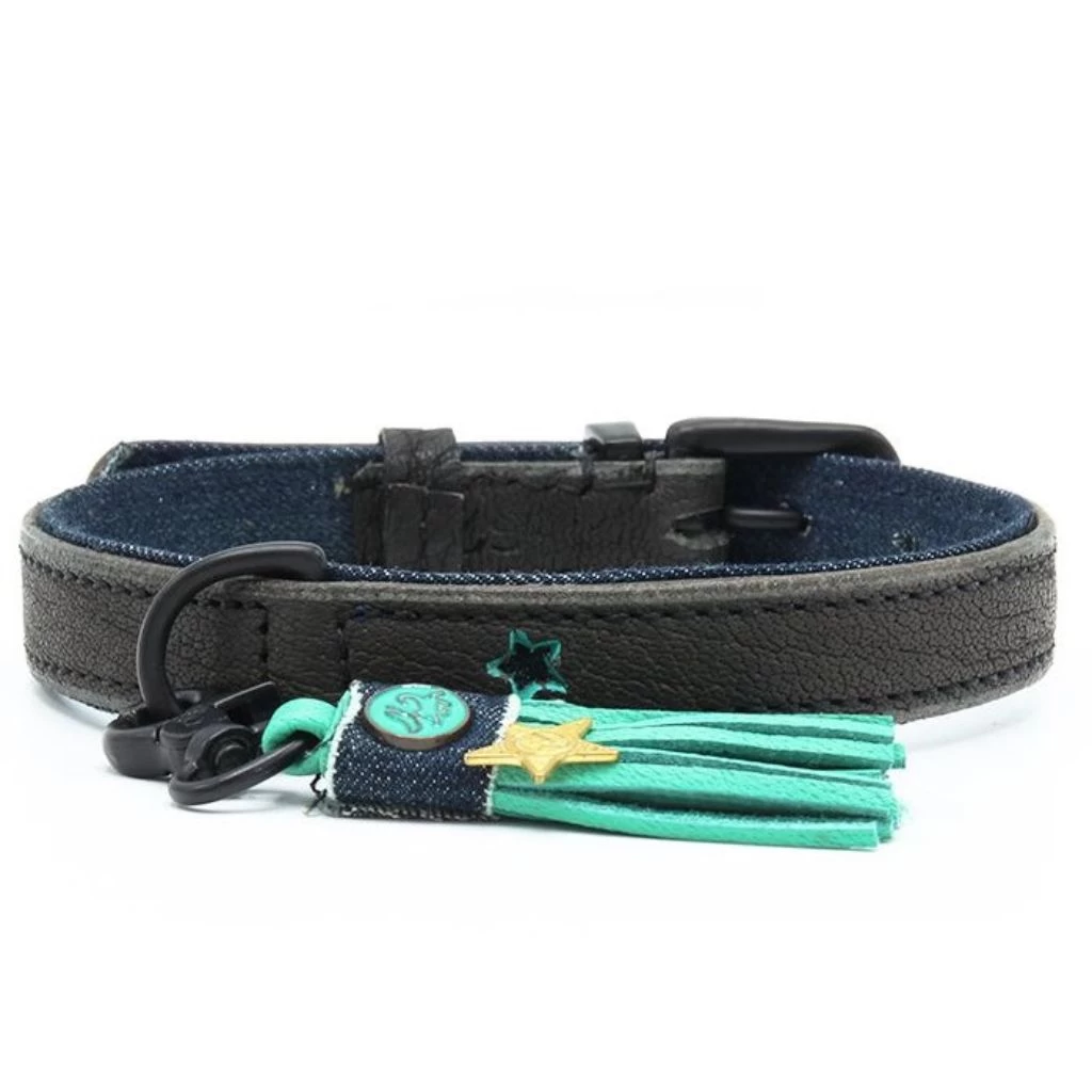 Dog With A Mission Boy Leather Collar With Denim Lining 2 Dog With A Mission Boy Leather Collar With Denim Lining - Image 2