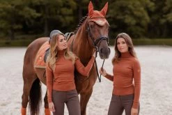 Equestrian Stockholm Ear Bonnet Bronze Gold 6 Equestrian Stockholm Ear Bonnet Bronze Gold -Equestrian Clothing Shop bronze gold jumperbonnetdrpad.jpgSQ