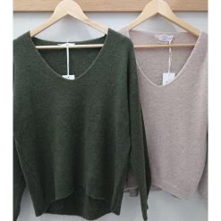 ESA Chloe Italian Knit Oversized Jumper -Equestrian Clothing Shop chloekhakiandbeige