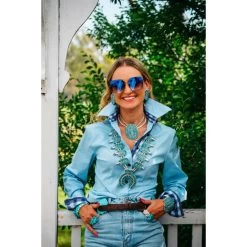 Hitchley And Harrow Ladies Fitted Shirt SKY BLUE