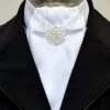 Deb Soft Pleat Pre-tied Stock White With Silver Pin