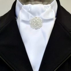 Deb Soft Pleat Pre-tied Stock White With Silver Pin