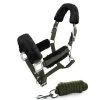 Equestrian Stockholm Fur Lined Halter And Lead Set DEEP OLIVINE