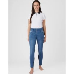 B Vertigo Dianne Ladies Silicone Full Seat Denim Breeches -Equestrian Clothing Shop dianne denim breech light2