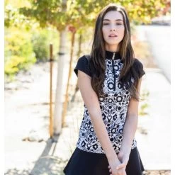 Kastel Denmark Cap Sleeve Floral Sun Shirt Black-White -Equestrian Clothing Shop floral black white cap sleeve3