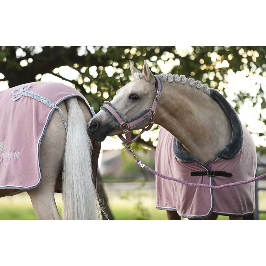 Equestrian Stockholm Halter And Lead Set With Fur PINK 4 Equestrian Stockholm Halter And Lead Set With Fur PINK - Image 4