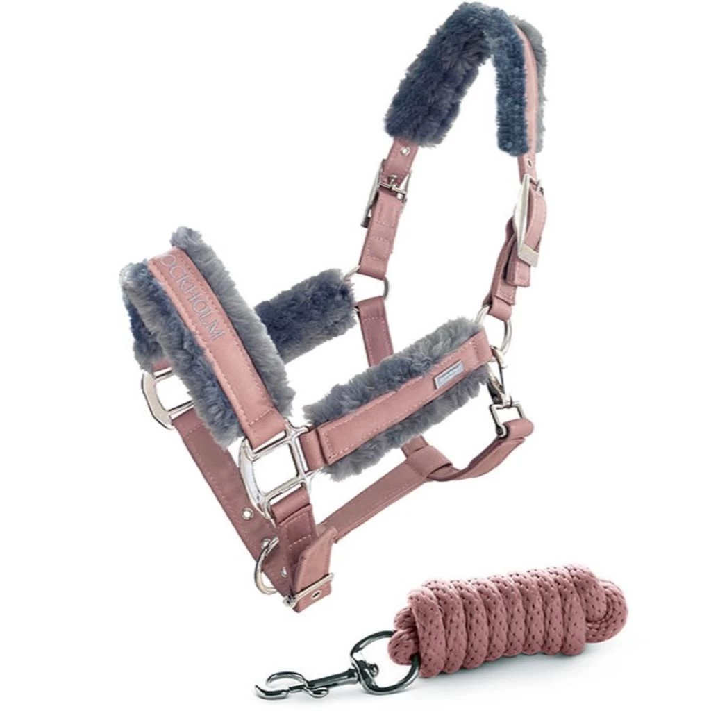 Equestrian Stockholm Halter And Lead Set With Fur PINK 2 Equestrian Stockholm Halter And Lead Set With Fur PINK - Image 2
