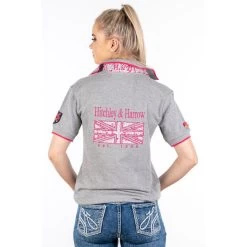 Hitchley And Harrow Loose Fit Polo Shirt GREY -Equestrian Clothing Shop hitchely grey polo3