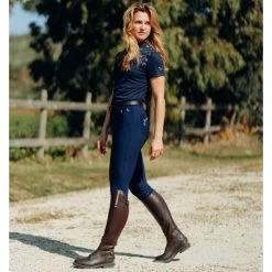 Horze Kaitlin Silicone Full Seat Breeches With Floral Detail -Equestrian Clothing Shop horze kaitlin breech blue4