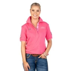 Hitchley And Harrow Loose Fit Polo Shirt HOT PINK -Equestrian Clothing Shop hotpink