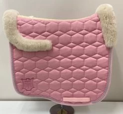 Mattes Eurofit Dressage Saddle Pad Blush Pink With Cream Sheepskin