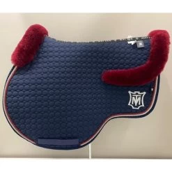 Mattes Jump Saddle Pad Navy With Burgundy Fleece And Burgundy And Silver Piping