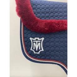 Mattes Jump Saddle Pad Navy With Burgundy Fleece And Burgundy And Silver Piping -Equestrian Clothing Shop mattes jump pad navy burgundy3