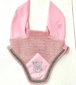 Mattes Ear Bonnet Blush Pink With Grey Piping