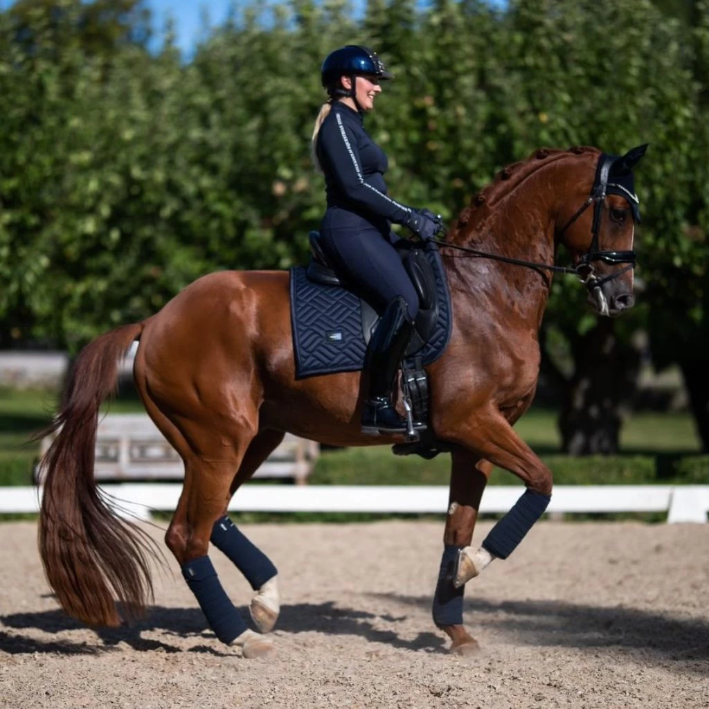 Equestrian Stockholm Dressage Saddle Pad Maze Modern Tech Navy 2 Equestrian Stockholm Dressage Saddle Pad Maze Modern Tech Navy - Image 2