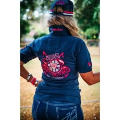 Hitchley And Harrow Fitted Ladies Polo Shirt NAVY-PINK