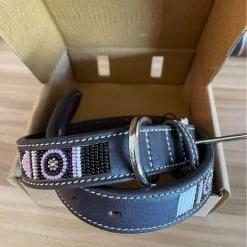 Penelope Pearl Leather Dog Collar -Equestrian Clothing Shop penelope pearl dog collar4