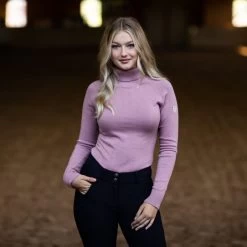 Equestrian Stockholm Polo Neck Jumper PINK -Equestrian Clothing Shop pink polo neck2