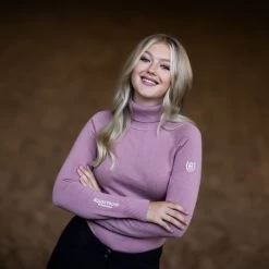 Equestrian Stockholm Polo Neck Jumper PINK -Equestrian Clothing Shop pink polo neck3