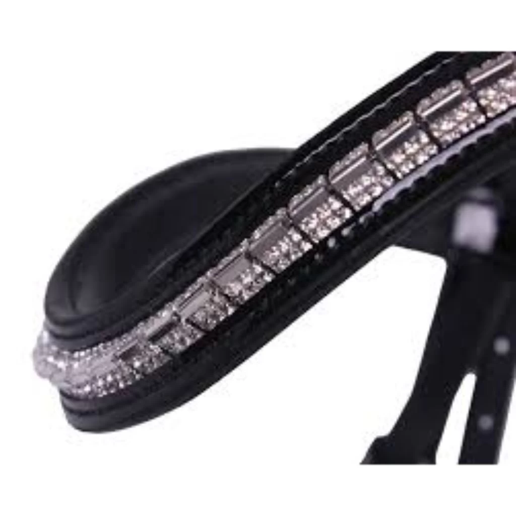 QHP Sita Leather Bridle With Crystal Browband And Webb Reins 2 QHP Sita Leather Bridle With Crystal Browband And Webb Reins - Image 2