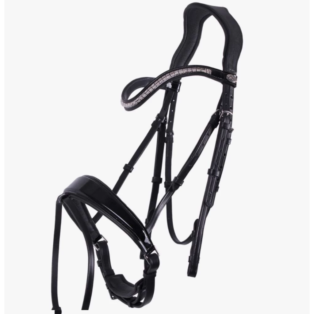 QHP Sita Leather Bridle With Crystal Browband And Webb Reins 3 QHP Sita Leather Bridle With Crystal Browband And Webb Reins - Image 3