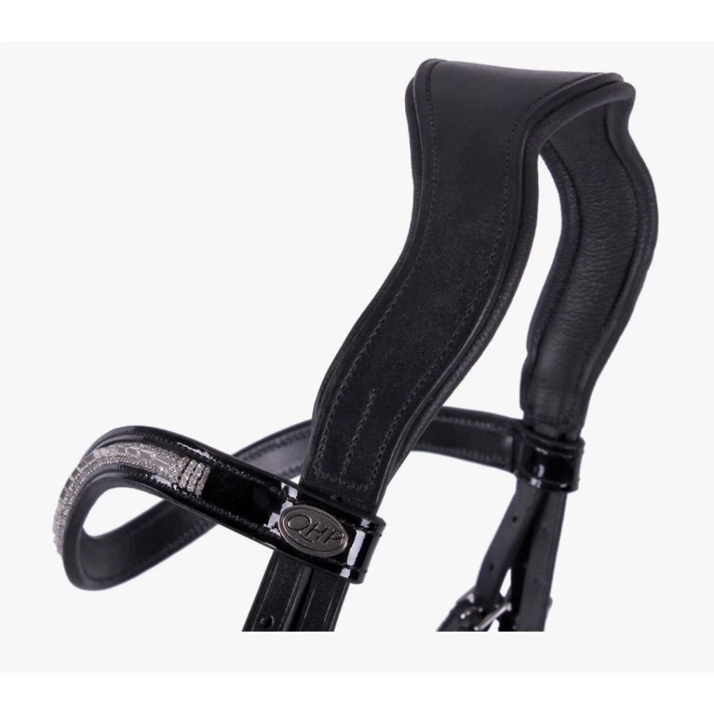 QHP Sita Leather Bridle With Crystal Browband And Webb Reins 4 QHP Sita Leather Bridle With Crystal Browband And Webb Reins - Image 4