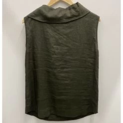 See Saw Linen Cowl Collared Sleeveless Shirt 9 See Saw Linen Cowl Collared Sleeveless Shirt -Equestrian Clothing Shop see saw cowl neck olive2