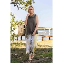 See Saw Linen Cowl Collared Sleeveless Shirt 7 See Saw Linen Cowl Collared Sleeveless Shirt -Equestrian Clothing Shop see sawcowlnecktop.4